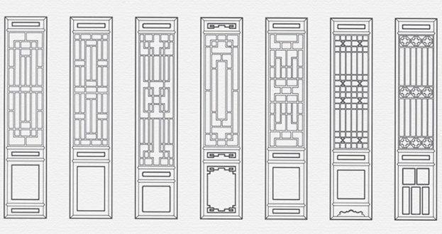 惠来常用中式仿古花窗图案隔断设计图